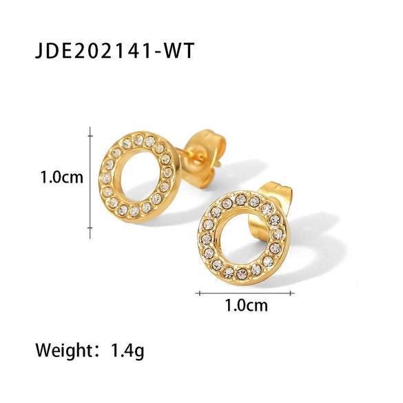 Wholesale Stainless Steel Zircon Earrings Electroplated For Women Geometric Style
