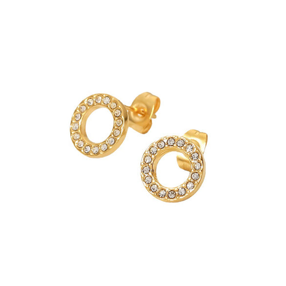 Wholesale Stainless Steel Zircon Earrings Electroplated For Women Geometric Style