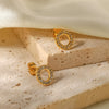 Wholesale Stainless Steel Zircon Earrings Electroplated For Women Geometric Style