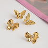 Wholesale Stainless Steel Zircon Earrings Retro Style Bow Pattern Electroplated For Women