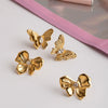 Wholesale Stainless Steel Zircon Earrings Retro Style Bow Pattern Electroplated For Women