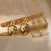 Wholesale Stainless Steel Zircon Earrings With French Pearl Bow Tie Pattern And Electroplating For Women