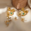 Wholesale Stainless Steel Zircon Earrings With French Pearl Bow Tie Pattern And Electroplating For Women