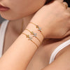 Wholesale Stainless Steel Zircon Fourleaf Flower Doublelayer Clavicle Necklace Bracelet Set With Pvd Electroplated Treatment For Women In Light Luxury Style
