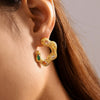 Wholesale 316L Stainless Steel Zircon Geometric Cshaped Earrings Electroplated For Women