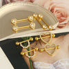 Wholesale Stainless Steel Zircon Geometric Retro Breast Jewelry With Electroplating Treatment