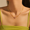 Wholesale 316L Stainless Steel Zircon Geometric Water Drop Square Sweet Necklace With Electroplating