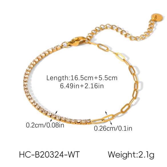 Wholesale Stainless Steel Zircon Heart Shape Flower Geometric Women's Bracelet