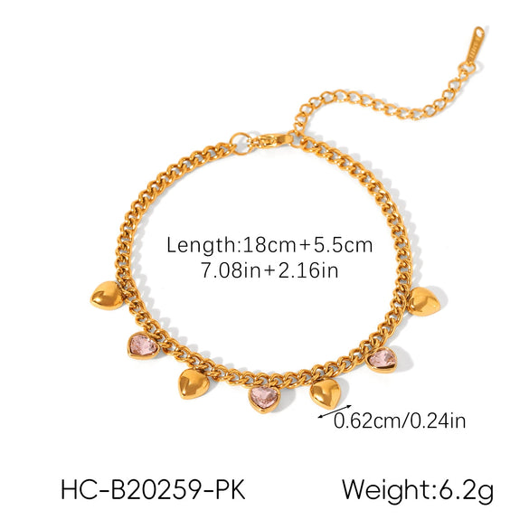 Wholesale Stainless Steel Zircon Heart Shape Flower Geometric Women's Bracelet