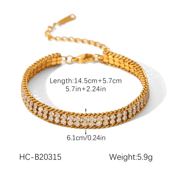 Wholesale Stainless Steel Zircon Heart Shape Flower Geometric Women's Bracelet