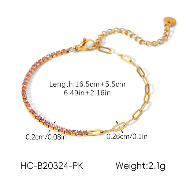 Wholesale Stainless Steel Zircon Heart Shape Flower Geometric Women's Bracelet