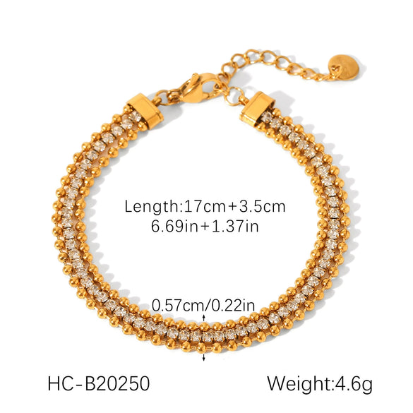 Wholesale Stainless Steel Zircon Heart Shape Flower Geometric Women's Bracelet