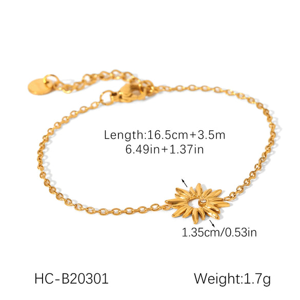 Wholesale Stainless Steel Zircon Heart Shape Flower Geometric Women's Bracelet