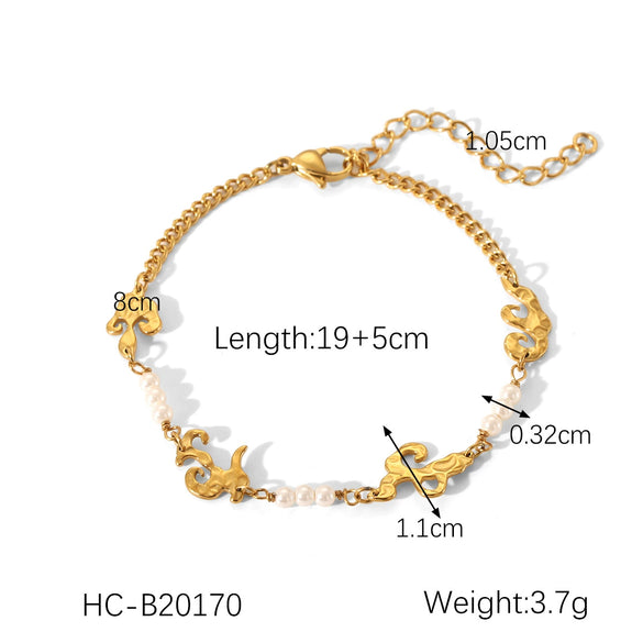 Wholesale Stainless Steel Zircon Heart Shape Flower Geometric Women's Bracelet