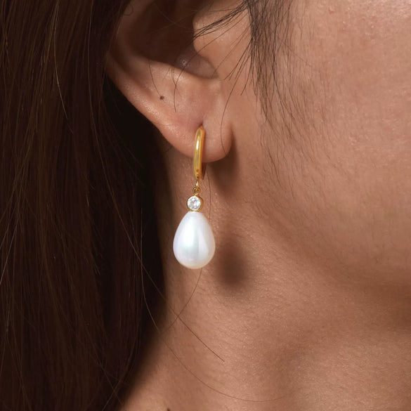 Wholesale Stainless Steel Zircon Imitation Pearl Drop Earrings French Retro Style Electroplated For Ladies