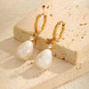 Wholesale Stainless Steel Zircon Imitation Pearl Drop Earrings French Retro Style Electroplated For Ladies
