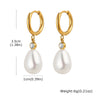 Wholesale Stainless Steel Zircon Imitation Pearl Drop Earrings French Retro Style Electroplated For Ladies
