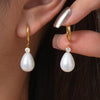 Wholesale Stainless Steel Zircon Imitation Pearl Drop Earrings French Retro Style Electroplated For Ladies