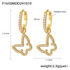 Wholesale 316L Stainless Steel Zircon Inlaid Heart Geometric Electroplated Light Luxury Hollow Earrings For Women