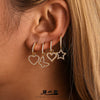 Wholesale 316L Stainless Steel Zircon Inlaid Heart Geometric Electroplated Light Luxury Hollow Earrings For Women