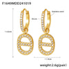 Wholesale 316L Stainless Steel Zircon Inlaid Heart Geometric Electroplated Light Luxury Hollow Earrings For Women