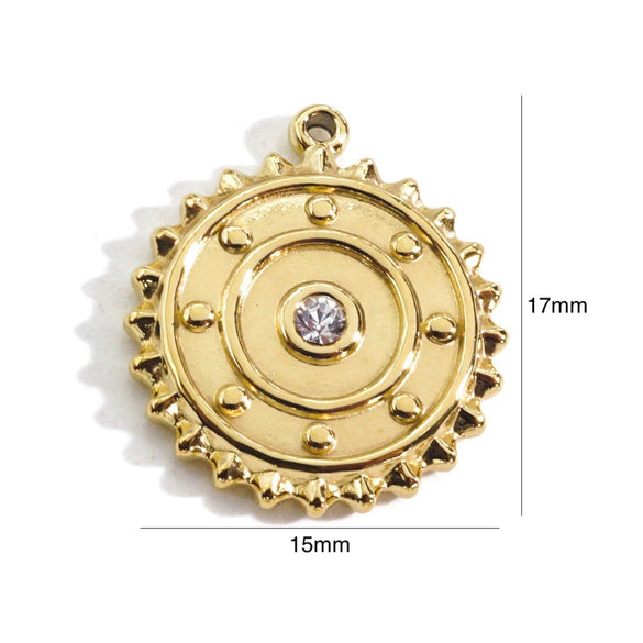 Wholesale Stainless Steel Zircon Inlaid Round Pendant And Earrings With Electroplating Treatment