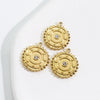 Wholesale Stainless Steel Zircon Inlaid Round Pendant And Earrings With Electroplating Treatment