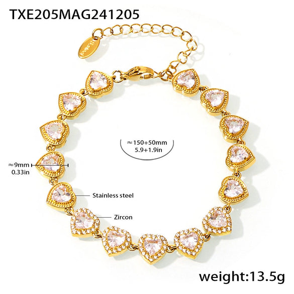 Wholesale 316L Stainless Steel Zircon Necklace Bracelet Set For Women With Electroplating Love Stitching And Star Shape