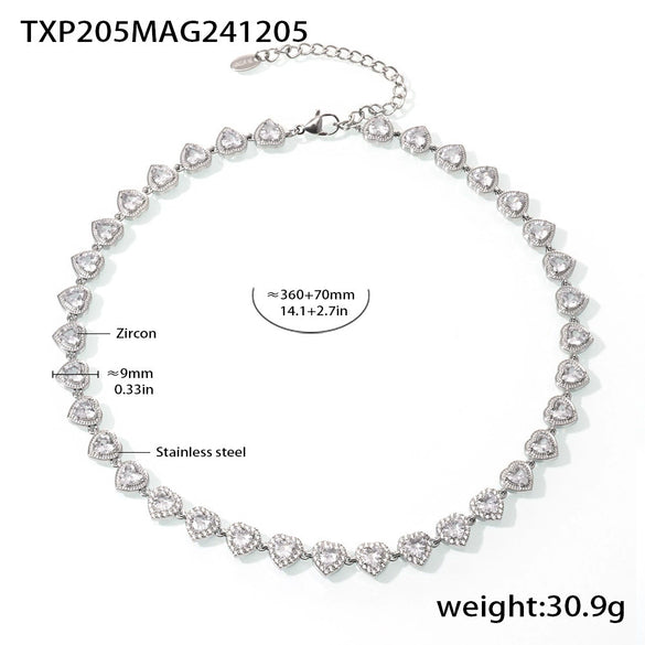 Wholesale 316L Stainless Steel Zircon Necklace Bracelet Set For Women With Electroplating Love Stitching And Star Shape
