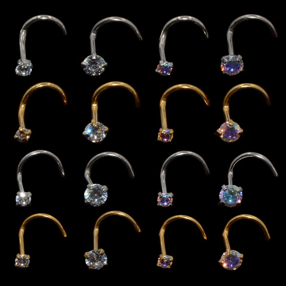 Wholesale Stainless Steel Zircon Nose Ring L S Straight Rod Shape Electroplated Unisex