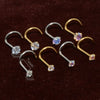 Wholesale Stainless Steel Zircon Nose Ring L S Straight Rod Shape Electroplated Unisex