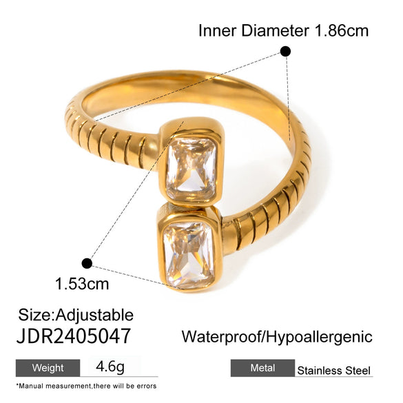 Wholesale Stainless Steel Zircon Open Ring For Women With Electroplating Treatment And Elegant Design Sense