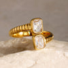 Wholesale Stainless Steel Zircon Open Ring For Women With Electroplating Treatment And Elegant Design Sense