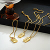 Wholesale Stainless Steel Zircon Pendant Necklace With Square Sun Star Stamp 18K Vacuum Electroplated Gold For Women Personality Style