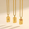 Wholesale Stainless Steel Zircon Pendant Necklace With Square Sun Star Stamp 18K Vacuum Electroplated Gold For Women Personality Style