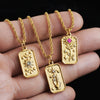 Wholesale Stainless Steel Zircon Pendant Necklace With Square Sun Star Stamp 18K Vacuum Electroplated Gold For Women Personality Style