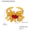 Wholesale 316L Stainless Steel Zircon Retro Plants Flowers Open Ring Earrings With Electroplating