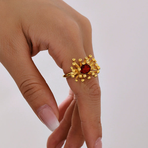 Wholesale 316L Stainless Steel Zircon Retro Plants Flowers Open Ring Earrings With Electroplating