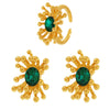 Wholesale 316L Stainless Steel Zircon Retro Plants Flowers Open Ring Earrings With Electroplating