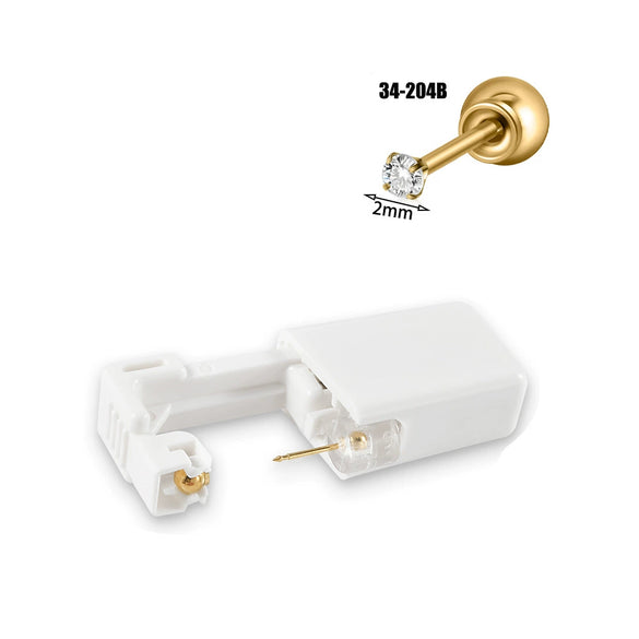 Wholesale Stainless Steel Zircon Rhinestone Disposable Ear Piercing Device With Flower Pattern And Electroplating Treatment