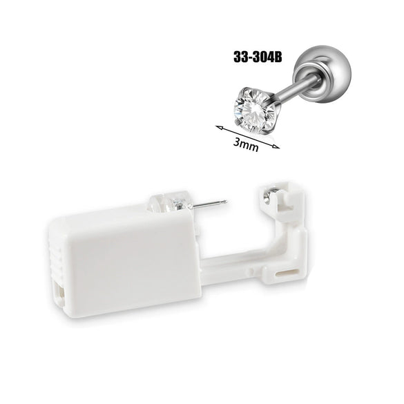 Wholesale Stainless Steel Zircon Rhinestone Disposable Ear Piercing Device With Flower Pattern And Electroplating Treatment