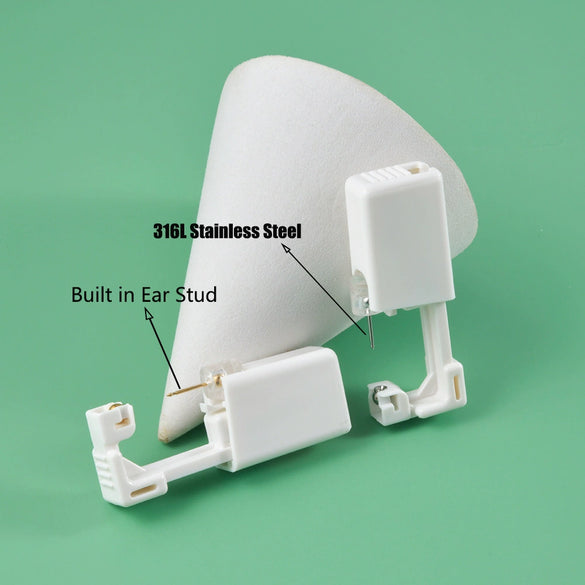 Wholesale Stainless Steel Zircon Rhinestone Disposable Ear Piercing Device With Flower Pattern And Electroplating Treatment