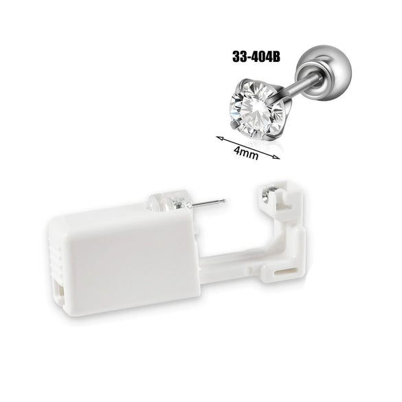 Wholesale Stainless Steel Zircon Rhinestone Disposable Ear Piercing Device With Flower Pattern And Electroplating Treatment