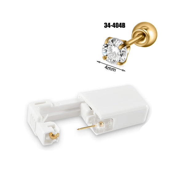 Wholesale Stainless Steel Zircon Rhinestone Disposable Ear Piercing Device With Flower Pattern And Electroplating Treatment