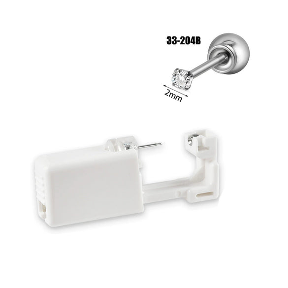 Wholesale Stainless Steel Zircon Rhinestone Disposable Ear Piercing Device With Flower Pattern And Electroplating Treatment