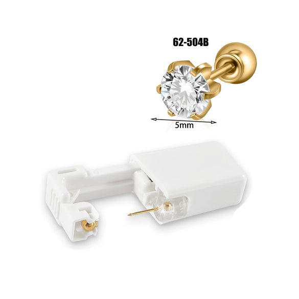 Wholesale Stainless Steel Zircon Rhinestone Disposable Ear Piercing Device With Flower Pattern And Electroplating Treatment