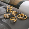 Wholesale Stainless Steel Zircon Ring For Women With Geometric Design And Electroplating