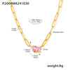 Wholesale Stainless Steel Zircon Sweet Geometric Water Drops Square Pendant Necklace With Electroplating For Women