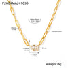 Wholesale Stainless Steel Zircon Sweet Geometric Water Drops Square Pendant Necklace With Electroplating For Women