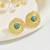 Wholesale Stamped Geometric Blue Turquoise Stainless Steel Earrings For Women